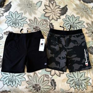 𝅺Champion set of 2 fleece shorts black and camo boys large 14/16